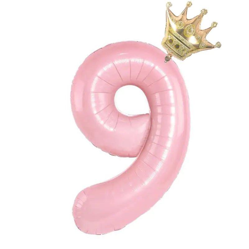 32inch Pastel Baby Blue Pink Foil Number Balloon With Crown 1 2 3 4 5 6 7 Birthday Party Baby Shower Wedding Decoration