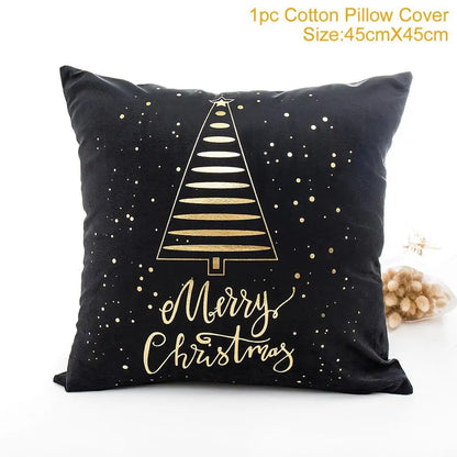 Cotton Linen Merry Christmas Cover Cushions - Holiday Decor for Living Room and Bedroom