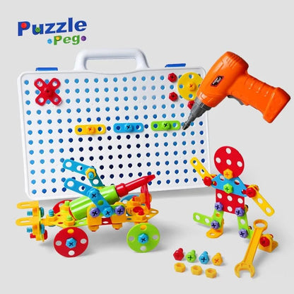 3D Mosaic Puzzle Building Bricks with Drilling Screw Toys for Children