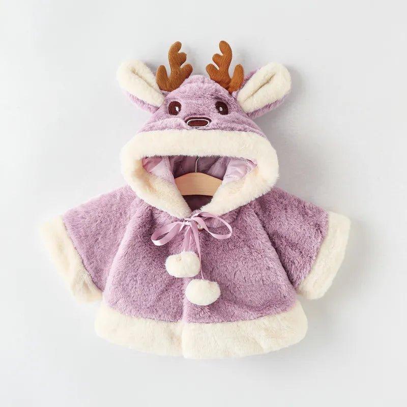 4 Colors Cute Christmas Elk Plush Baby Jacket