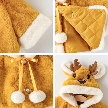 4 Colors Cute Christmas Elk Plush Baby Jacket