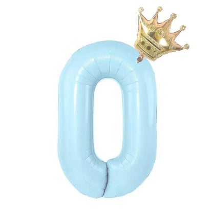 32inch Pastel Baby Blue Pink Foil Number Balloon With Crown 1 2 3 4 5 6 7 Birthday Party Baby Shower Wedding Decoration