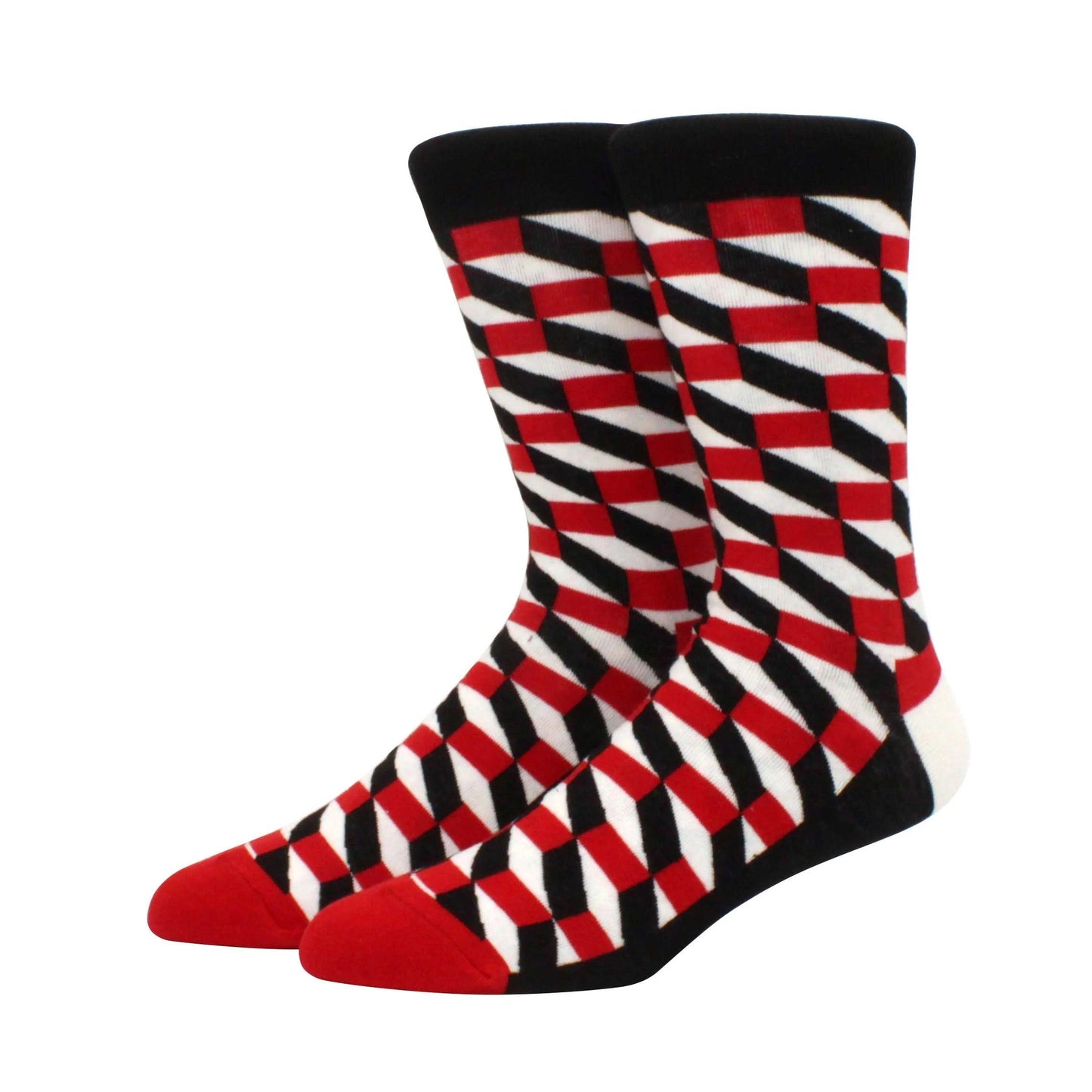 Men's Funny Diamond Pattern Happy Socks: Large Size Combed Cotton