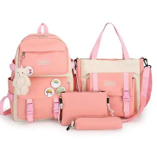 5 - Piece Canvas Backpack Set for Teen Girls – 2023 Fashionable School and Travel Bags