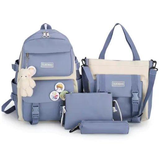 5 - Piece Canvas Backpack Set for Teen Girls – 2023 Fashionable School and Travel Bags