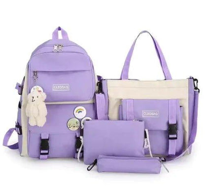 5 - Piece Canvas Backpack Set for Teen Girls – 2023 Fashionable School and Travel Bags