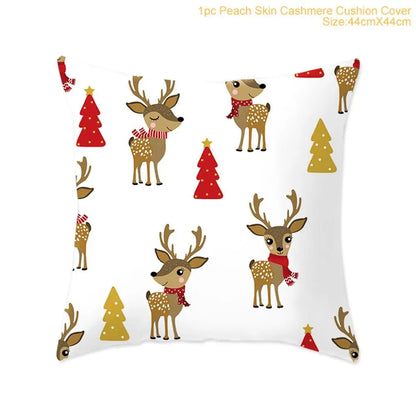 Cotton Linen Merry Christmas Cover Cushions - Holiday Decor for Living Room and Bedroom