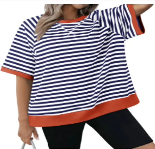 Women's Casual Versatile Striped Loose T-shirt