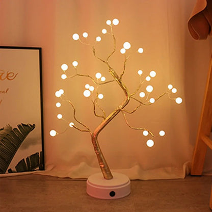 Enchanting 3D Copper Wire Fire Tree Pearl Night Light – Illuminate Your Space with Elegance 🌟