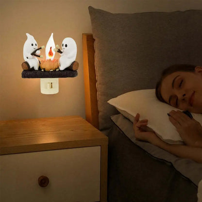 Ghost Bonfire Night Light - Cozy Halloween Decor with Warm Glow