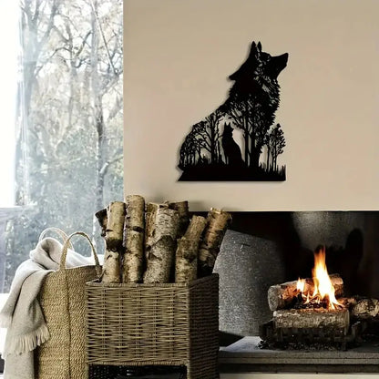 Halloween Black Wolf Wall Decoration - Bold and Spooky Metal Art