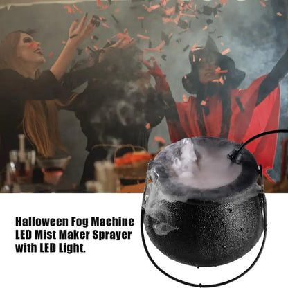 Halloween Smoke Machine Mist Maker Cauldron – Spooky LED Light Decoration