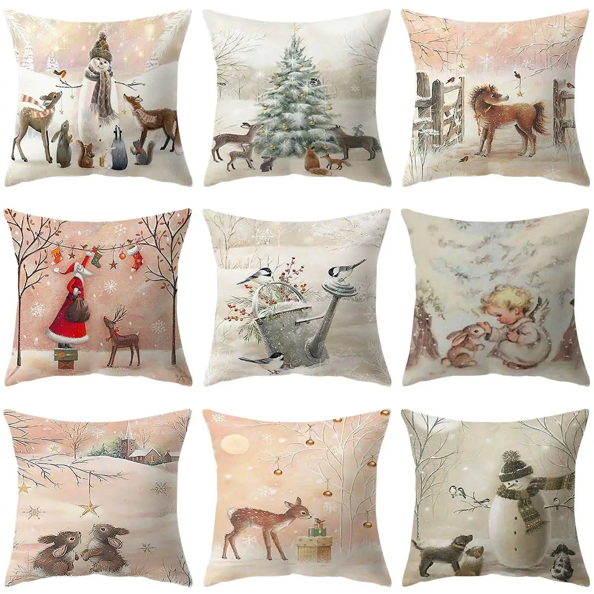 Christmas Elk Tree Cushion Cover – Festive & Cozy Holiday Decor 🎄