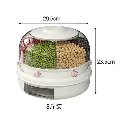 360° Rotating Grains Storage Box – Innovative Dry Food Dispenser for Effortless Kitchen Organization