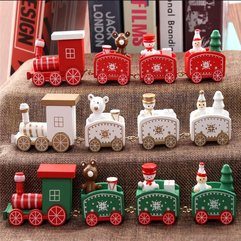 Christmas Train Painted Wood Decoration – Festive & Charming Holiday Ornament 🎄🚂