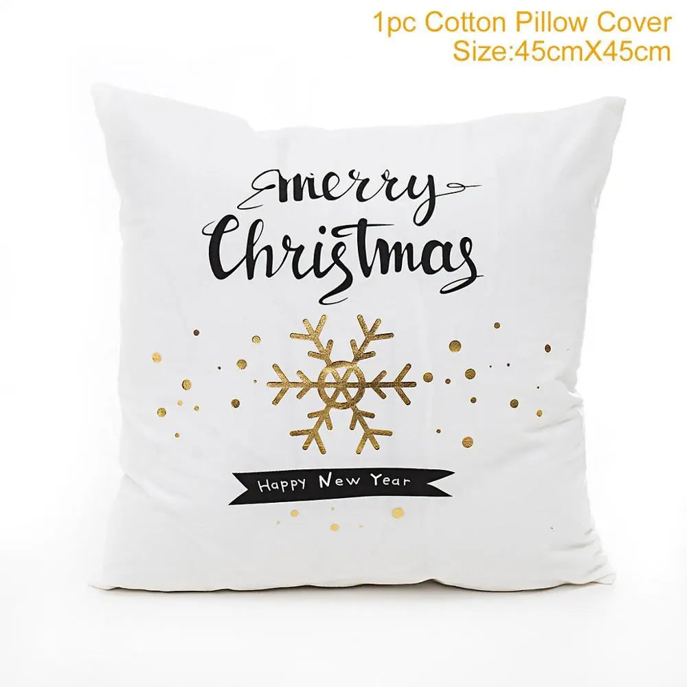 Cotton Linen Merry Christmas Cover Cushions - Holiday Decor for Living Room and Bedroom