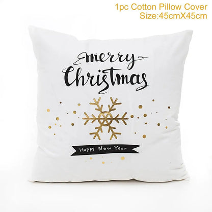 Cotton Linen Merry Christmas Cover Cushions - Holiday Decor for Living Room and Bedroom