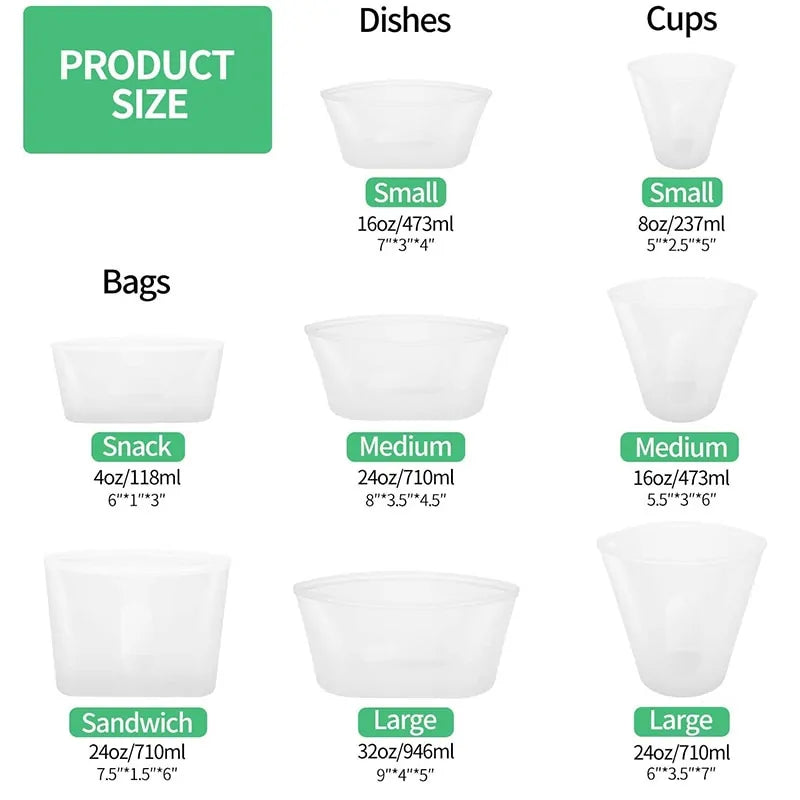 Reusable Silicone Food Zip Bags – Eco-Friendly Storage for Freshness and Convenience