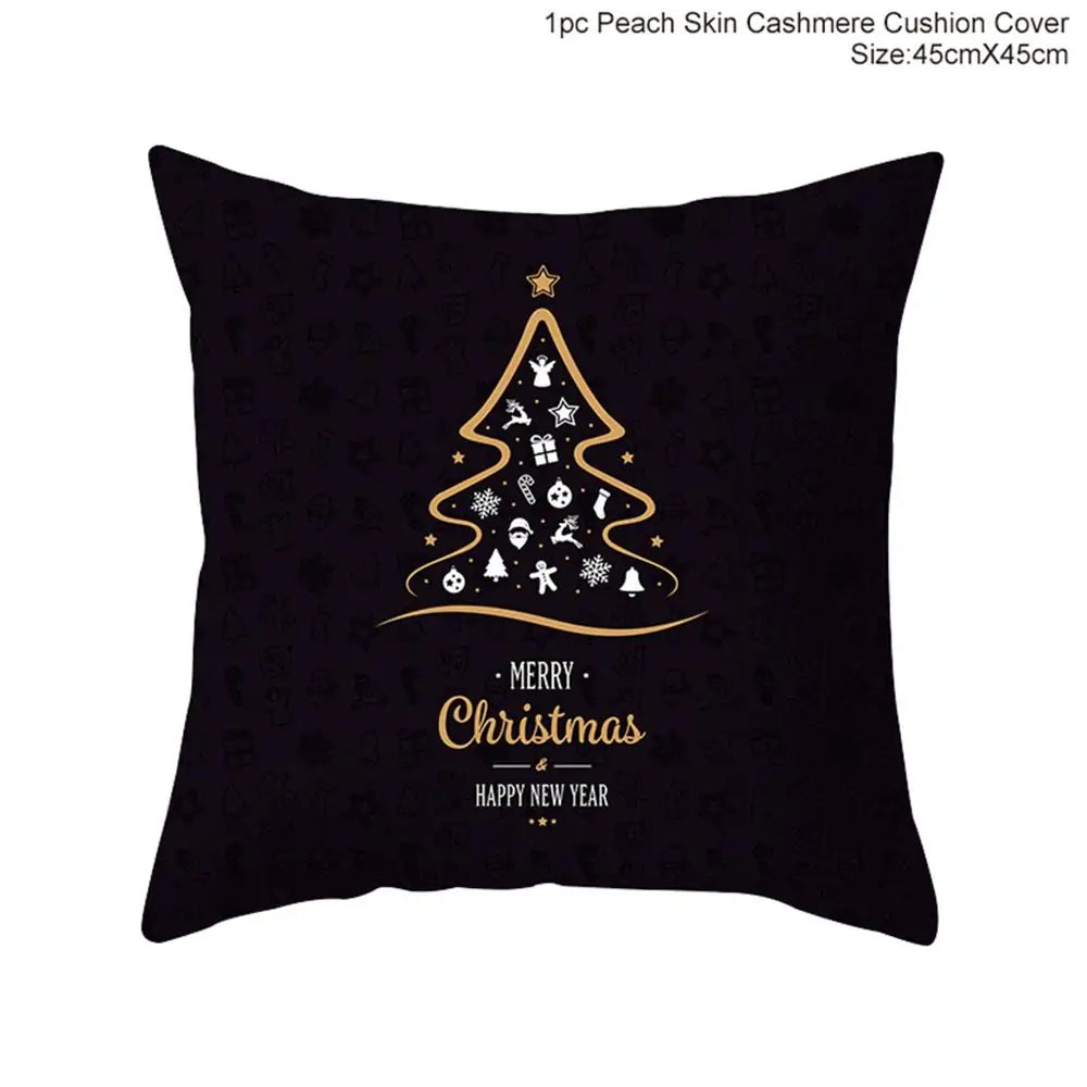 Cotton Linen Merry Christmas Cover Cushions - Holiday Decor for Living Room and Bedroom