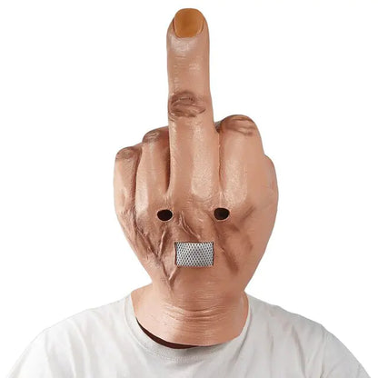 Middle Finger Halloween Mask | Full Head Latex Mask for Cosplay & Parties | Bold & Humorous Costume Accessory