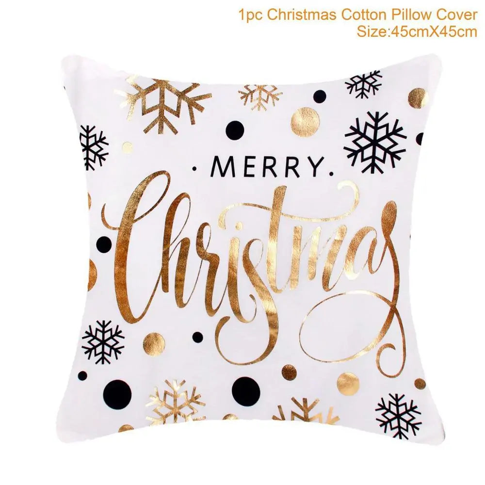 Cotton Linen Merry Christmas Cover Cushions - Holiday Decor for Living Room and Bedroom