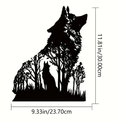 Halloween Black Wolf Wall Decoration - Bold and Spooky Metal Art