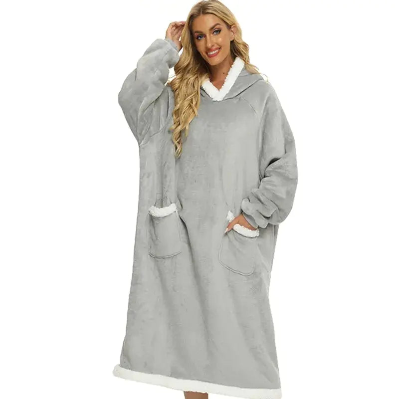 Super Long Flannel Blanket with Sleeves Winter Hoodies