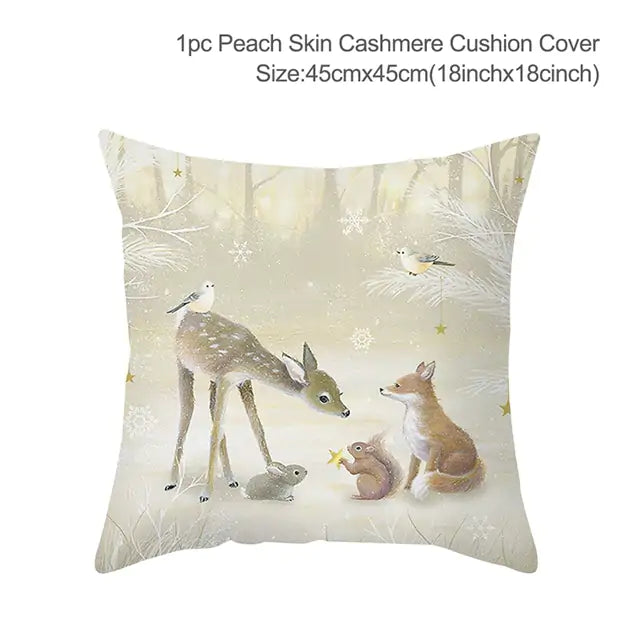 Christmas Elk Tree Cushion Cover – Festive & Cozy Holiday Decor 🎄