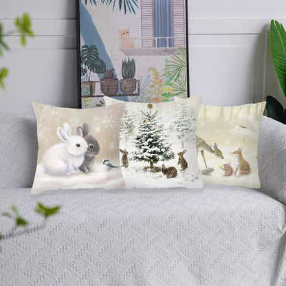 Christmas Elk Tree Cushion Cover – Festive & Cozy Holiday Decor 🎄 - Home Kartz