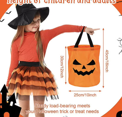 Halloween Glowing Pumpkin Candy Bag with LED Lights | Durable Trick-or-Treat Bag