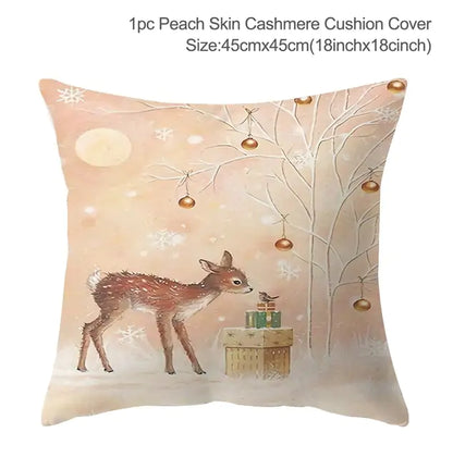 Christmas Elk Tree Cushion Cover – Festive & Cozy Holiday Decor 🎄