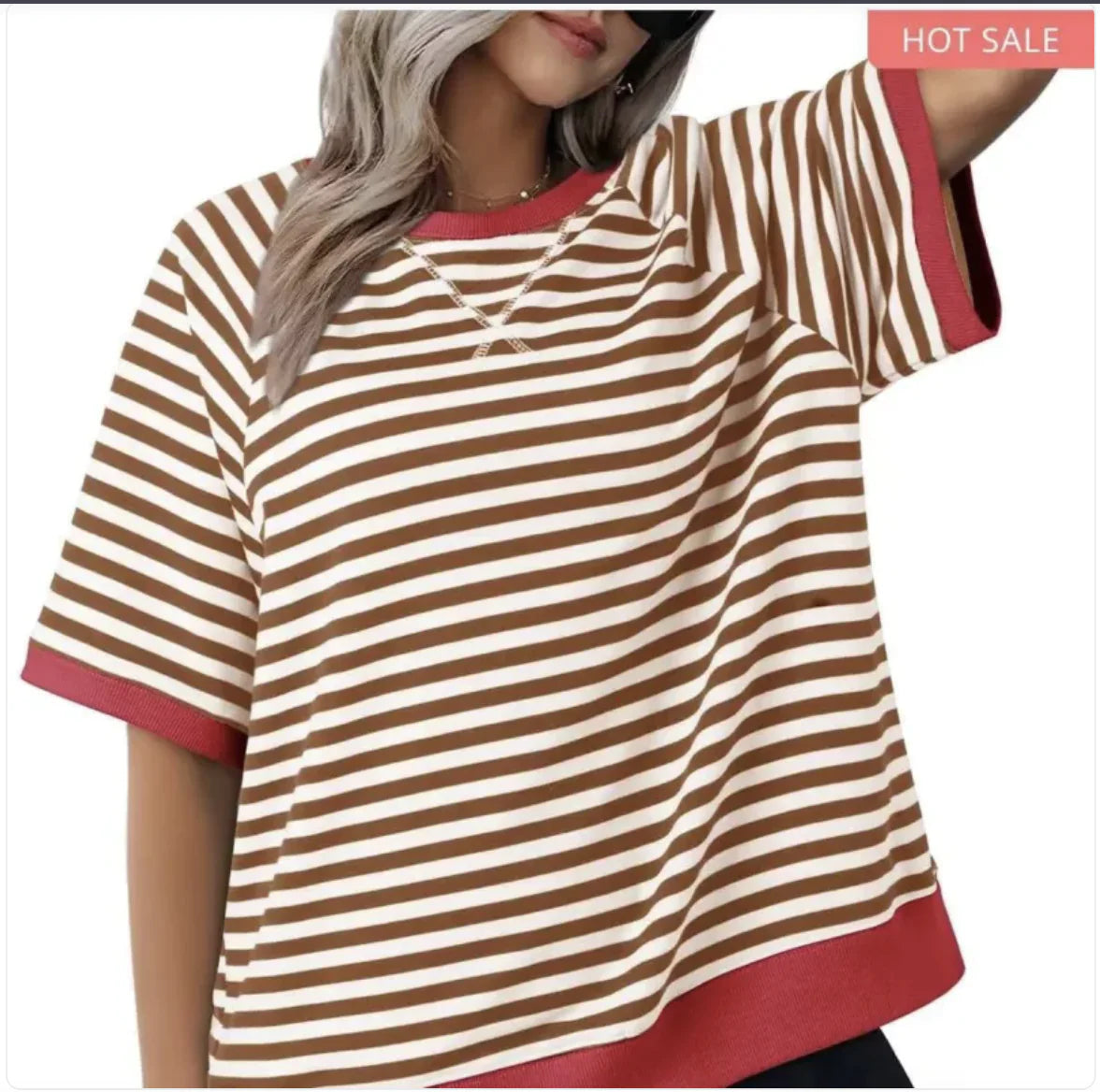 Women's Casual Versatile Striped Loose T-shirt