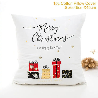 Cotton Linen Merry Christmas Cover Cushions - Holiday Decor for Living Room and Bedroom