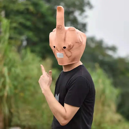 Middle Finger Halloween Mask | Full Head Latex Mask for Cosplay & Parties | Bold & Humorous Costume Accessory