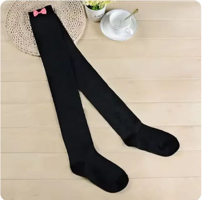 Kawaii Pink Bow Embroidered Thigh Highs