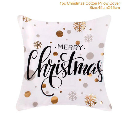 Cotton Linen Merry Christmas Cover Cushions - Holiday Decor for Living Room and Bedroom