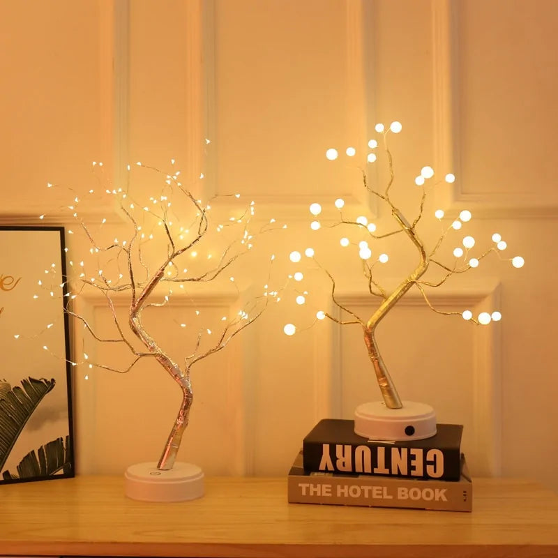 Enchanting 3D Copper Wire Fire Tree Pearl Night Light – Illuminate Your Space with Elegance 🌟