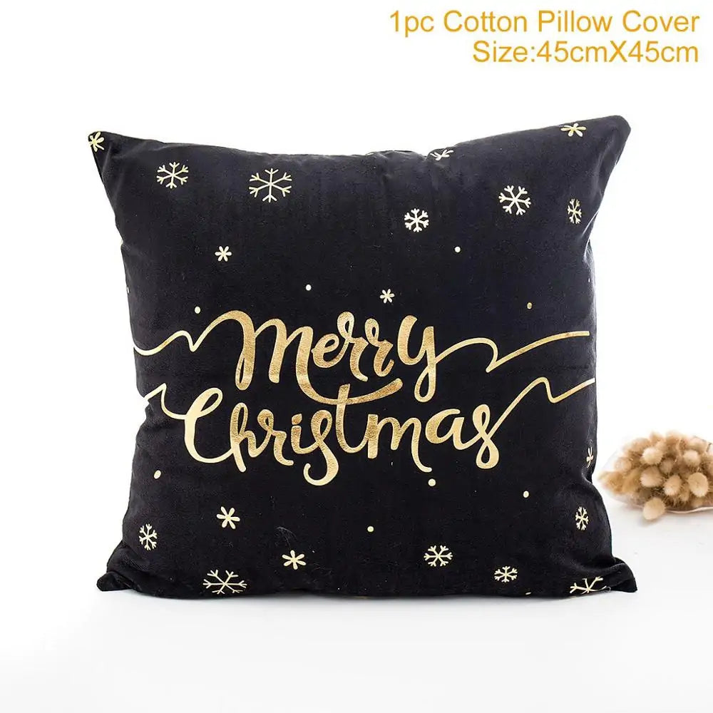 Cotton Linen Merry Christmas Cover Cushions - Holiday Decor for Living Room and Bedroom