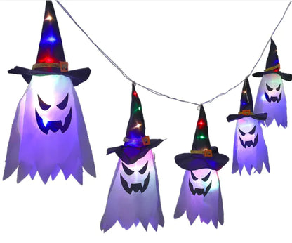 Spooky Halloween Ghost Lanterns | Festive Cloth Art Ghost String Lights