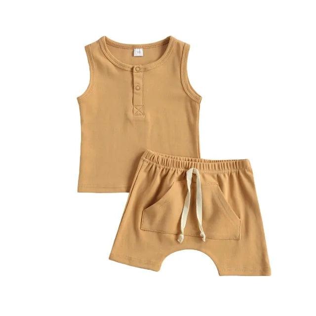 Stylish Two-Piece Tank and Shorts Suit for Baby Summer Outings