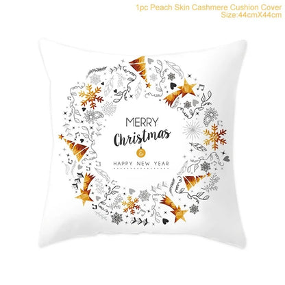 Cotton Linen Merry Christmas Cover Cushions - Holiday Decor for Living Room and Bedroom