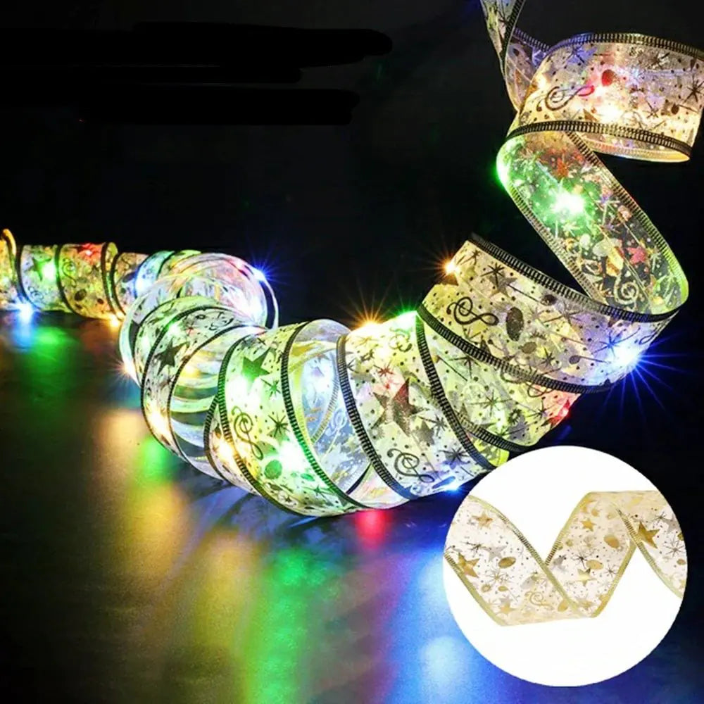 Battery-Operated Christmas Ribbon Light – Illuminate Your Holidays with Stunning Warmth - Home Kartz