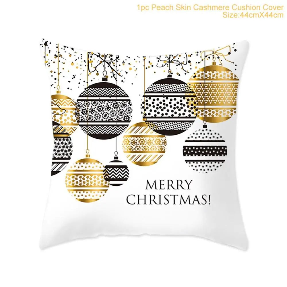 Cotton Linen Merry Christmas Cover Cushions - Holiday Decor for Living Room and Bedroom