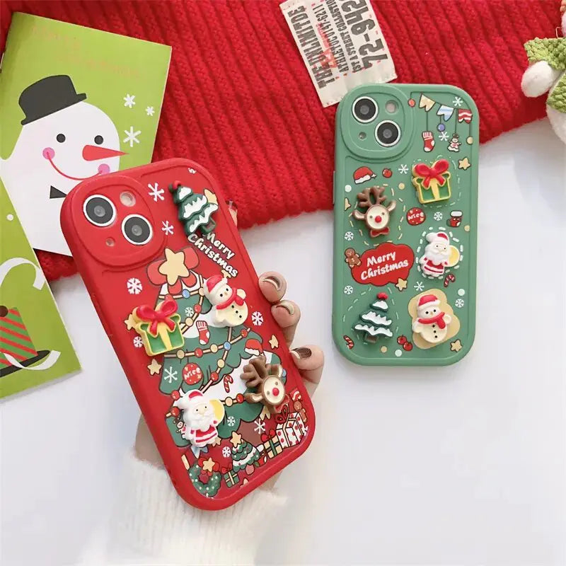 3D Christmas Cartoon iPhone Case – Festive Protection for Your Phone 🎄📱