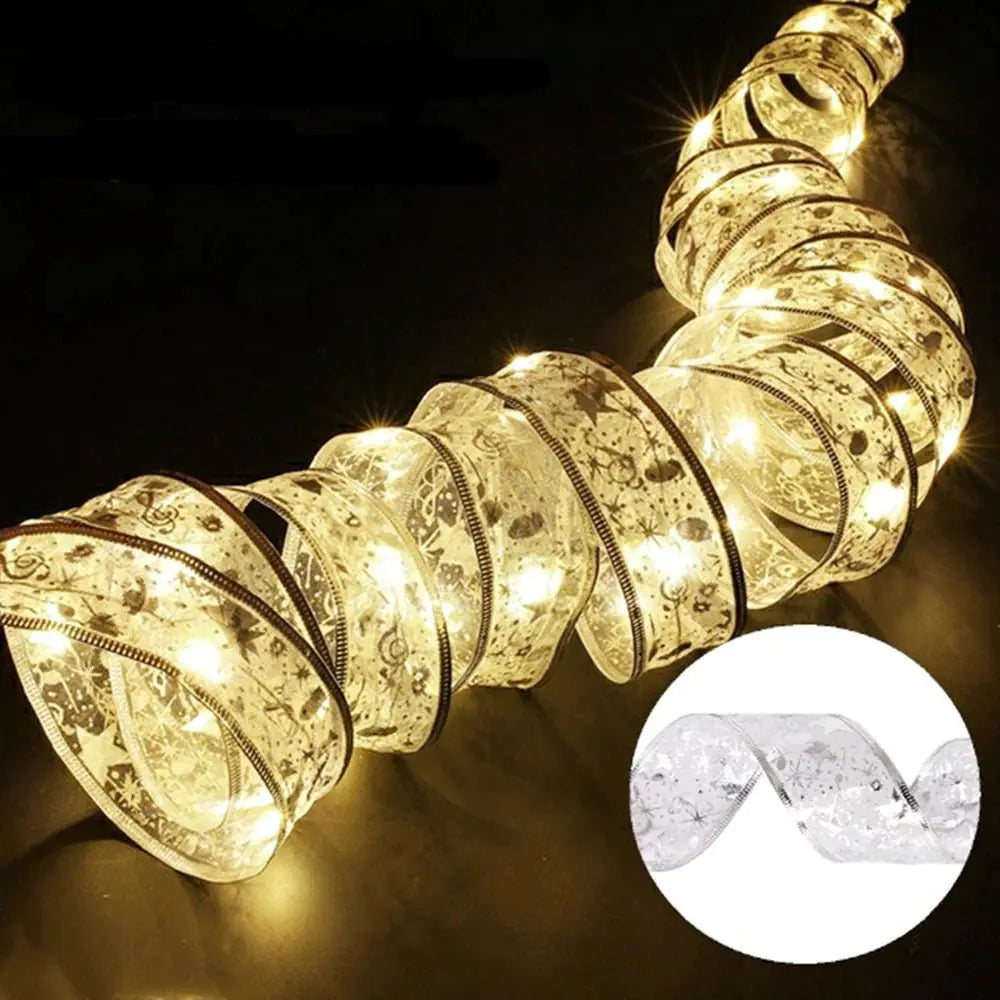 Battery-Operated Christmas Ribbon Light – Illuminate Your Holidays with Stunning Warmth - Home Kartz