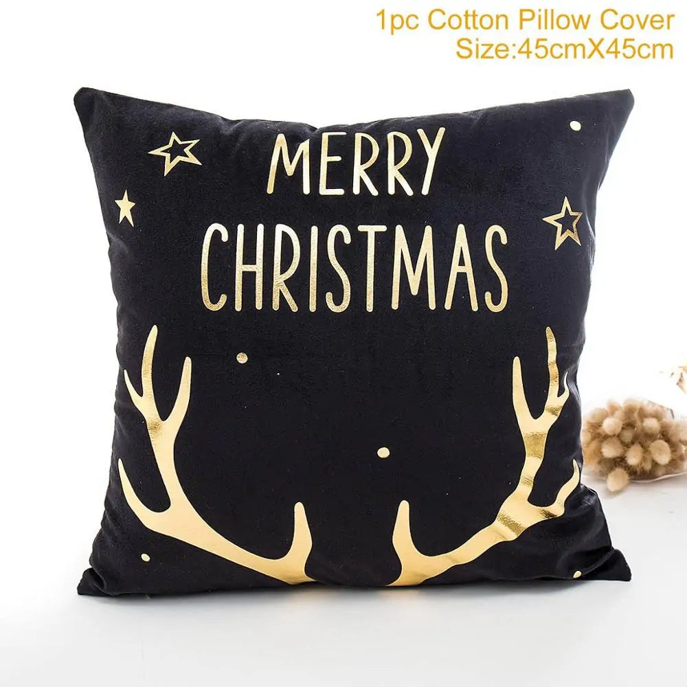 Cotton Linen Merry Christmas Cover Cushions - Holiday Decor for Living Room and Bedroom