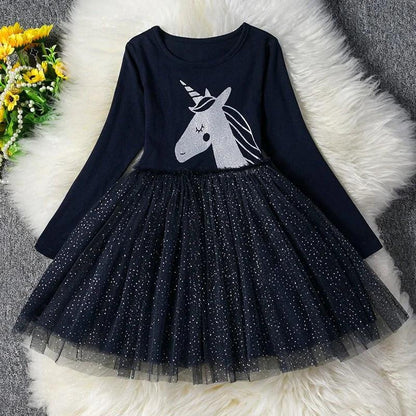 Elegant Little Girls' Dress – Ankle-Length Lace Dress for Special Occasions