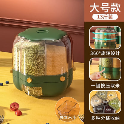 360° Rotating Grains Storage Box – Innovative Dry Food Dispenser for Effortless Kitchen Organization