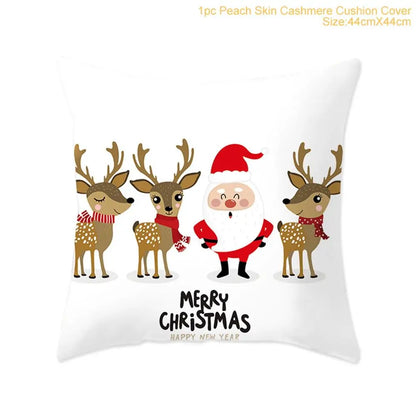 Cotton Linen Merry Christmas Cover Cushions - Holiday Decor for Living Room and Bedroom