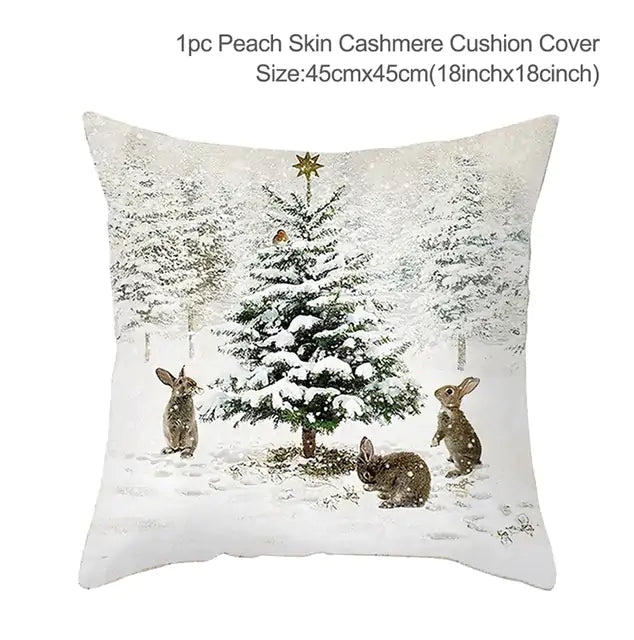 Christmas Elk Tree Cushion Cover – Festive & Cozy Holiday Decor 🎄